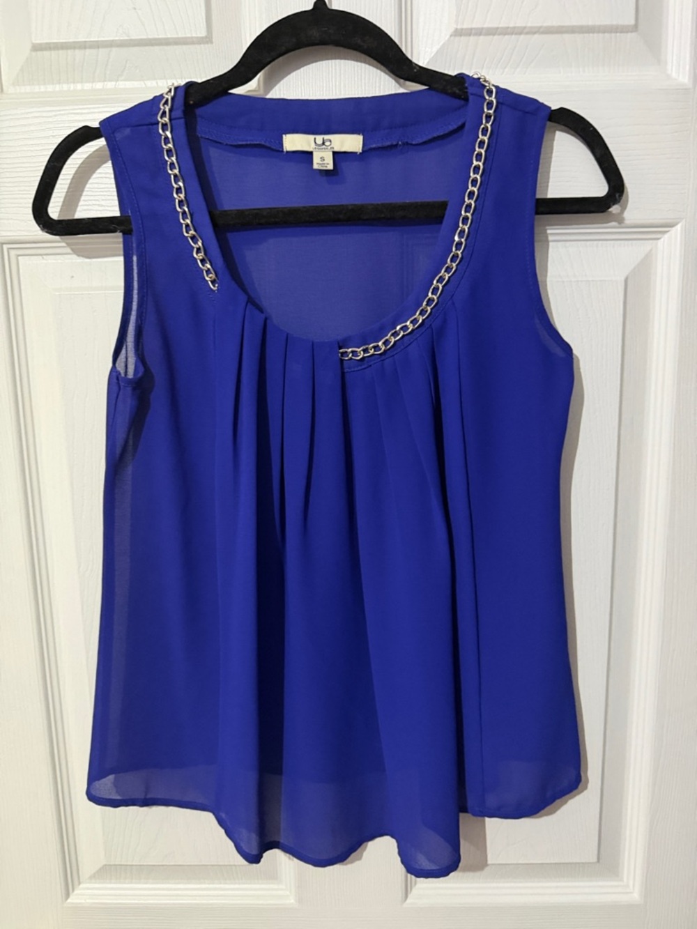 Ya Los Angeles Royal Blue Sleeveless Chain-Trim Camisole